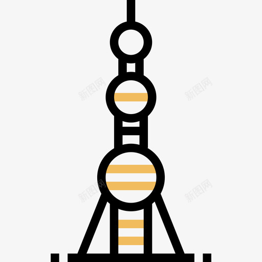 东方明珠中国符号2黄色阴影图标svg_新图网 https://ixintu.com 东方明珠 中国符号2 黄色阴影
