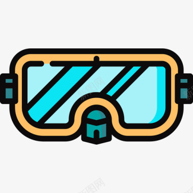 潜水面罩热带18线性颜色图标图标