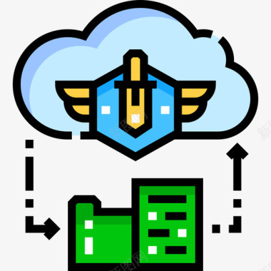 云计算互联网安全31线性颜色图标图标