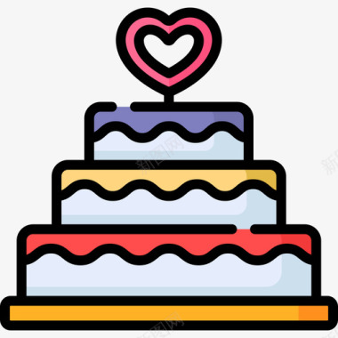 婚礼蛋糕55号婚礼线性颜色图标图标