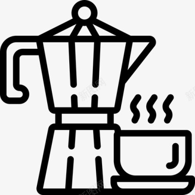 咖啡壶咖啡馆5线性图标图标