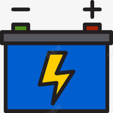 电池工业8线性颜色图标图标