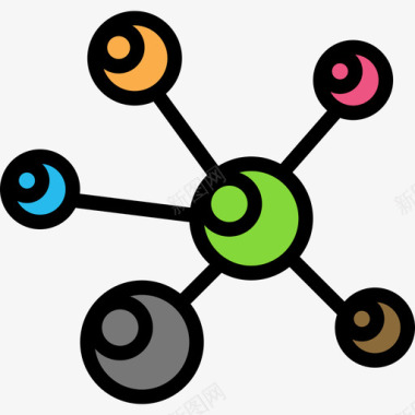 神经元科学34线性颜色图标图标