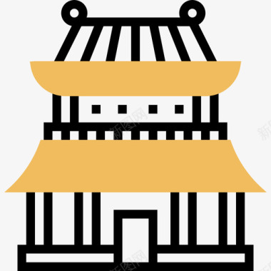建筑中国符号2黄色阴影图标图标
