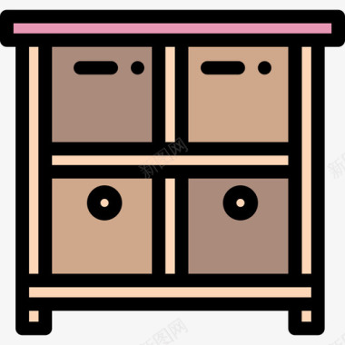 橱柜家具53线性颜色图标图标