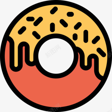 甜甜圈面包房43线性颜色图标图标