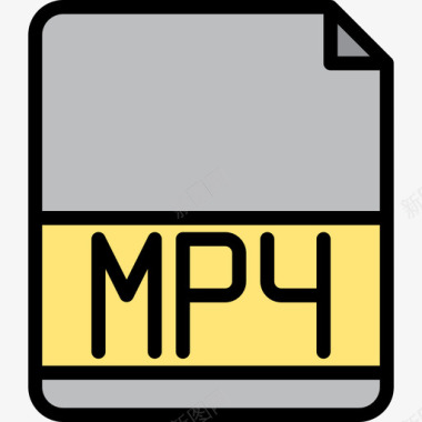 Mp4文件扩展名3线性颜色图标图标