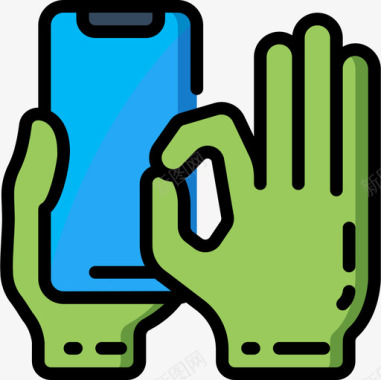 智能手机6号手线性颜色图标图标