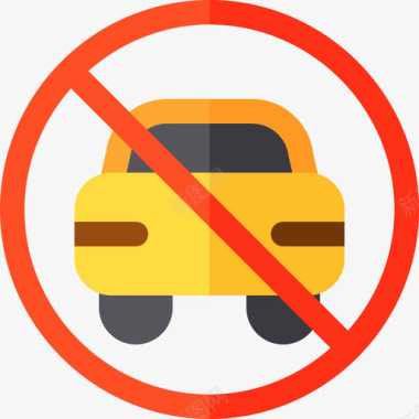 禁止停车信号灯和禁令3平坦图标图标