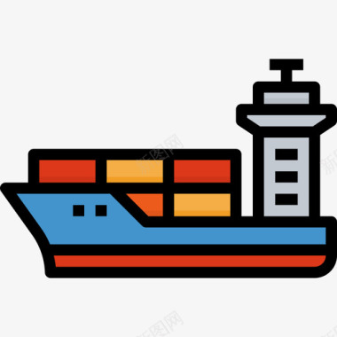 货船运输92线型颜色图标图标