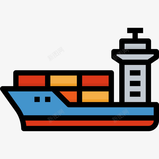 货船运输92线型颜色图标svg_新图网 https://ixintu.com 线型颜色 货船 运输92