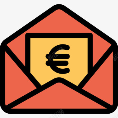 欧元银行和金融22直线颜色橙色图标图标