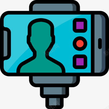 智能手机视频博客5线性颜色图标图标