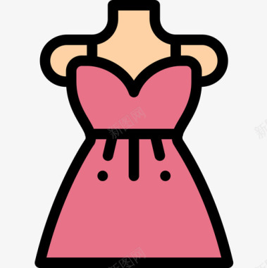 连衣裙电子商务56线性颜色图标图标