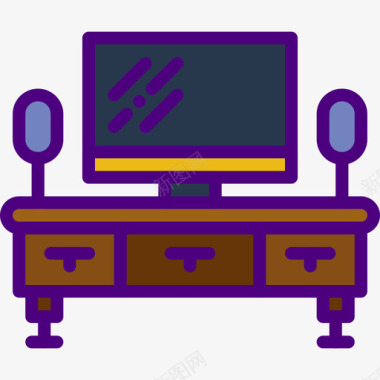 桌子家具家庭线颜色图标图标