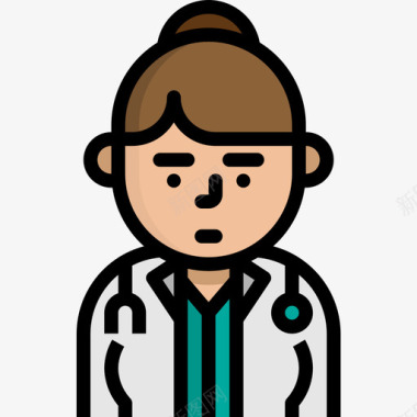 医生职业女性化身4线性颜色图标图标