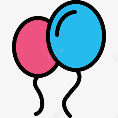 气球假日27线性颜色图标图标
