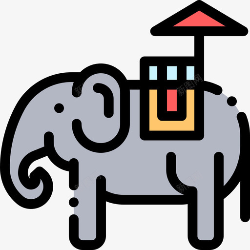 大象泰国10线形颜色图标svg_新图网 https://ixintu.com 大象 泰国10 线形颜色