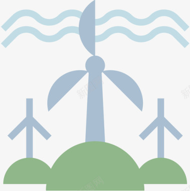 风力发电生态130平坦图标图标