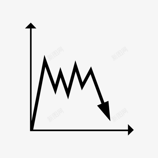 折线图箭头图表图标svg_新图网 https://ixintu.com 向下 图表 折线图 波动 箭头