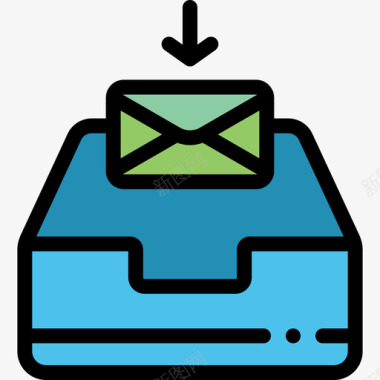 收件箱电子邮件18线形颜色图标图标