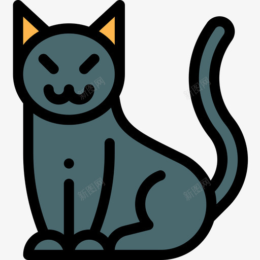 黑猫万圣节76线性颜色图标svg_新图网 https://ixintu.com 万圣节76 线性颜色 黑猫