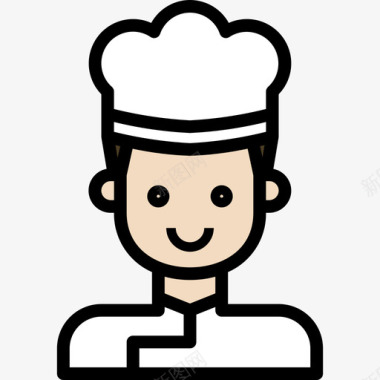 厨师用户化身2线性颜色图标图标
