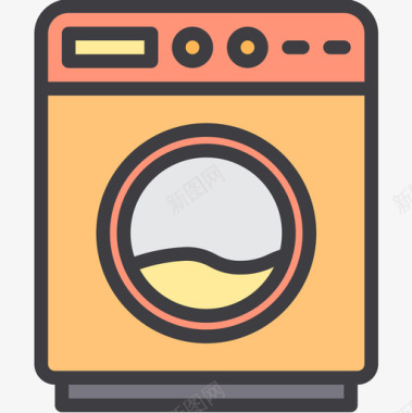 洗衣机电子设备3线性颜色图标图标
