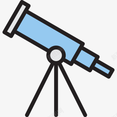 望远镜33学校线性颜色图标图标