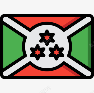 布隆迪国旗10线颜色图标图标