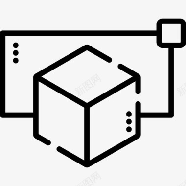 立方体3d打印20线性图标图标