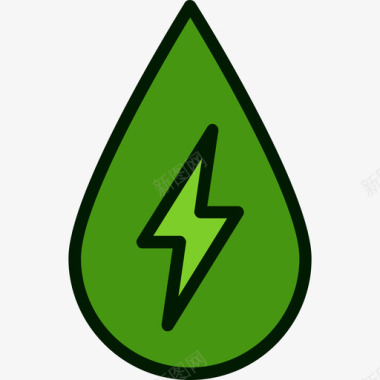 下降绿色能量4线性颜色图标图标