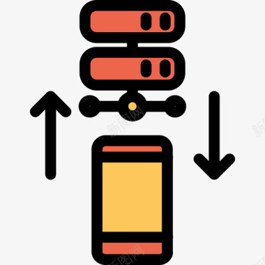 智能手机大数据8线性橙色图标图标