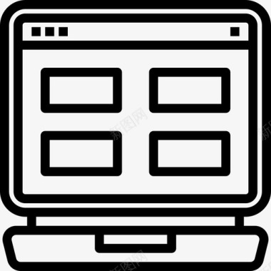 图像笔记本电脑浏览器线性图标图标