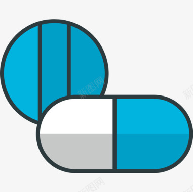 药片麻醉品和毒品2线性颜色图标图标