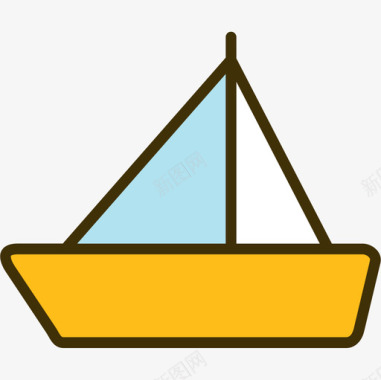 帆船夏季40线性颜色图标图标