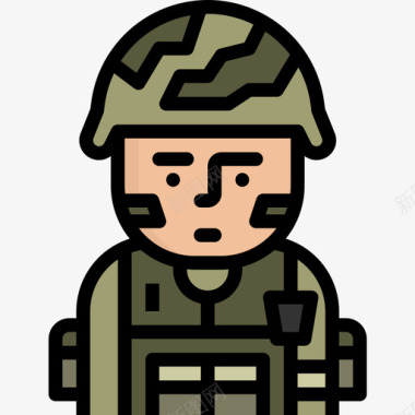 士兵职业人化身3线性颜色图标图标