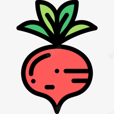 萝卜水果和蔬菜6线形颜色图标图标