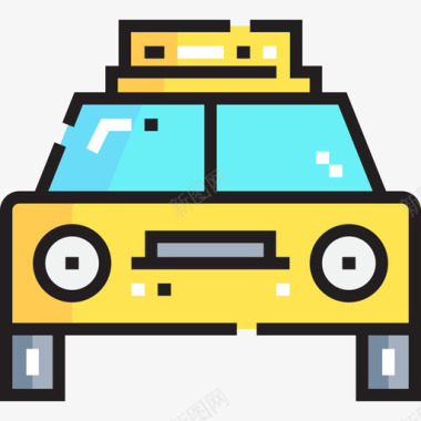 出租车交通87线性颜色图标图标