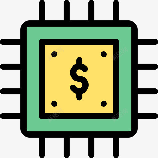 Cpu货币38线性颜色图标svg_新图网 https://ixintu.com Cpu 线性颜色 货币38