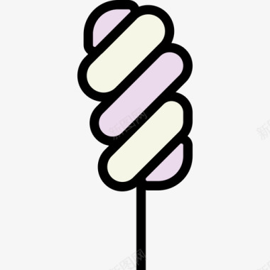 棉花糖甜点和甜点2线性颜色图标图标