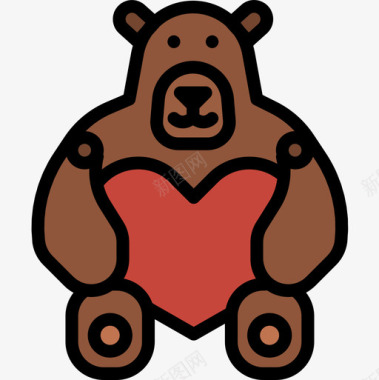 泰迪熊117号婚礼直线颜色图标图标