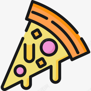 披萨片派对和庆典11线性颜色图标图标