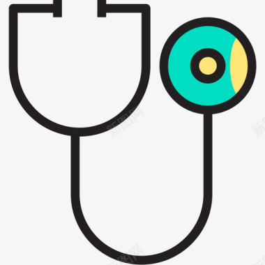 听诊器医疗保健9线性颜色图标图标
