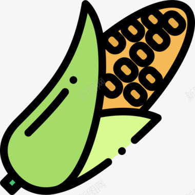 玉米水果和蔬菜6线形颜色图标图标