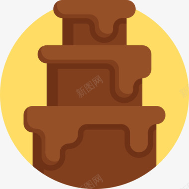 巧克力喷泉甜糖果扁平的图标图标