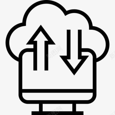 云存储云技术5线性图标图标