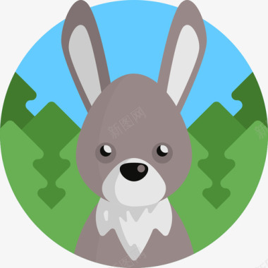 兔子野生动物14扁平图标图标