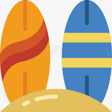 冲浪板夏季时间3平坦图标图标