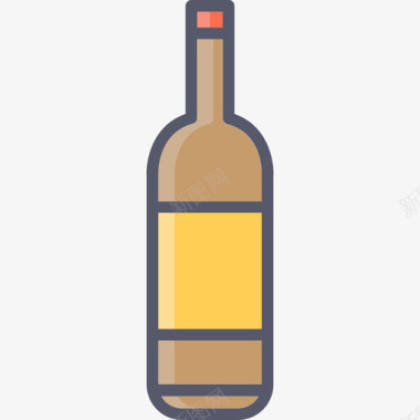 葡萄酒饮料和饮料4线性颜色图标图标
